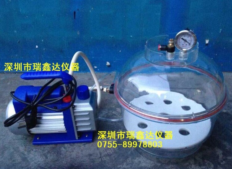 真空泵抽滤装置真空泵连接塑料真空干燥器25cm过滤装置带压力表