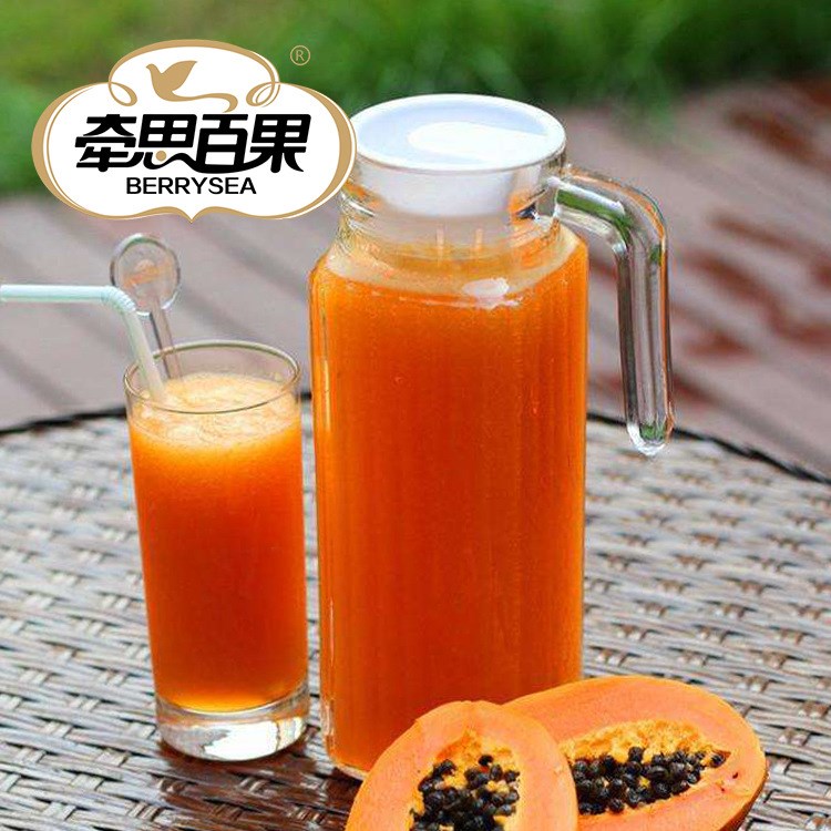 现摘新鲜木瓜速冻鲜榨木瓜浓桨可冲泡木瓜汁速冻冷饮木瓜汁