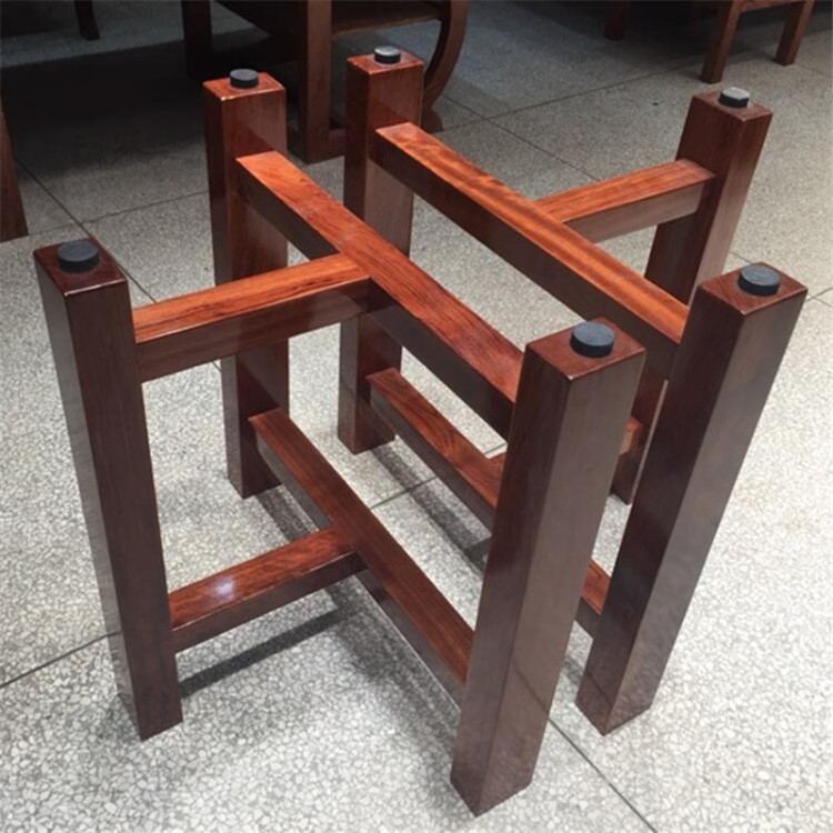 华夏龙德轩实木大板桌配套脚架巴花原木三脚支架t字型桌腿支撑架
