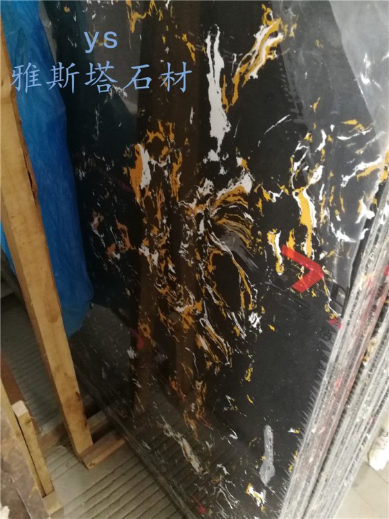 厂家直销人造黑金花大理石仿大理石板装修便宜大理石可定制