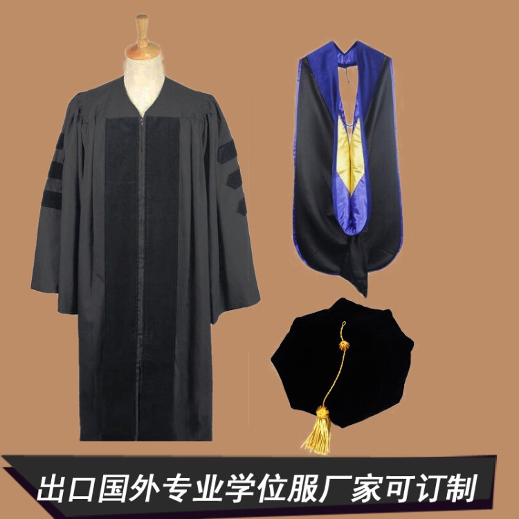 出口欧美经典款美国博士服槽袍哈佛大学毕业服教堂牧师礼服