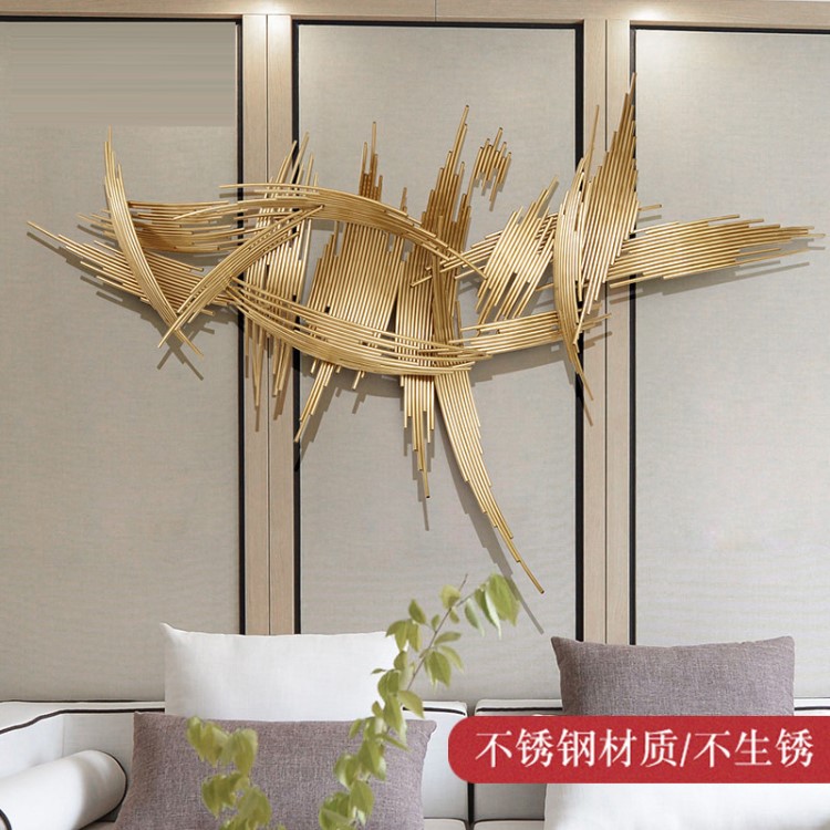 酒店会所新古典不锈钢壁饰壁挂背景墙挂饰挂饰样板间墙上艺术装饰