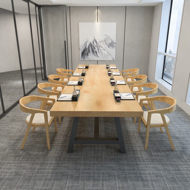 现代简约公司实木大型会议桌图书馆阅览桌椅会议室多