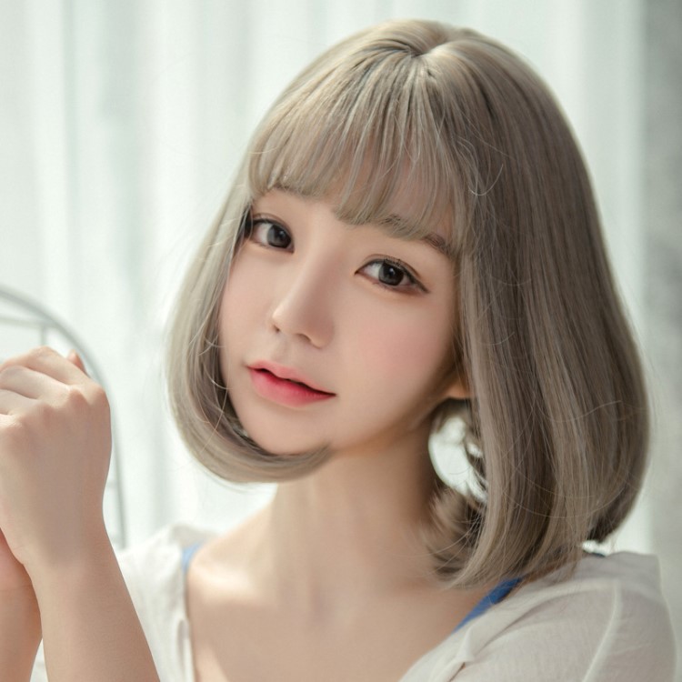 假发女短发奶奶灰欧美热卖梨花头空气刘海蓬松cos假发套批发价