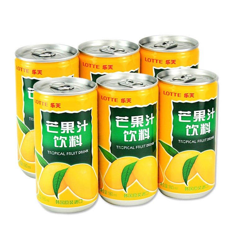 韩国lotte 乐天芒果汁饮料180ml 罐装 夏季果味网红休闲饮品