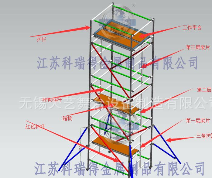 18米铝合金脚手架高空作业平台脚手架酒店维修双宽直爬梯阔架