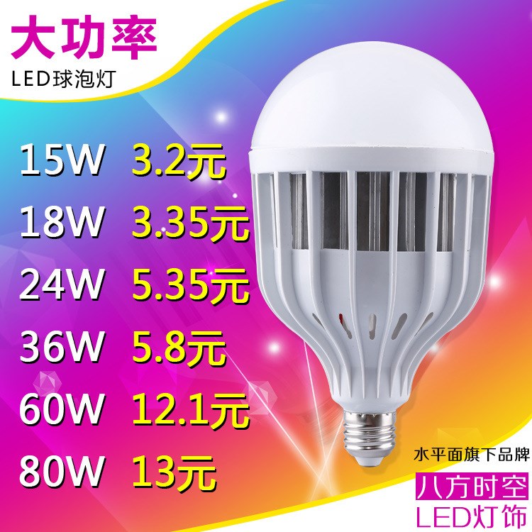 大功率led球泡燈 15w/18w/24w/36w/60w/80w led塑料球泡燈