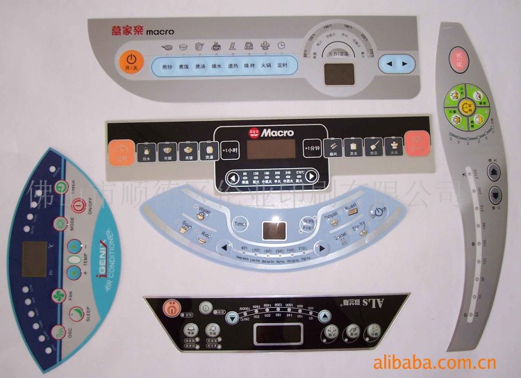 供應印刷 絲印各種家用電器面板、銘牌、標貼等等
