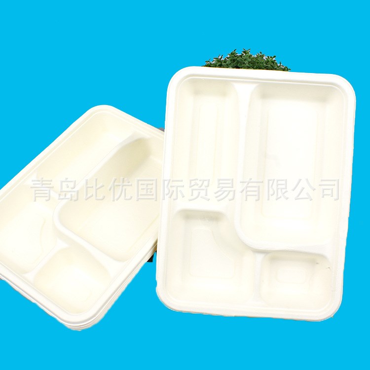 廠家直銷一次性甘蔗漿紙漿餐具三格餐盤燒烤餐具餐盤烘培盤21客