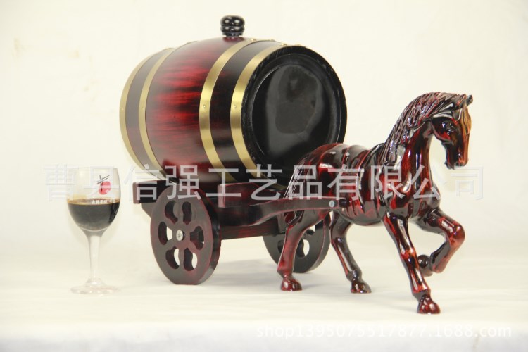 【廠家甩賣】5L吉祥物馬拉車|橡木酒桶|木制擺件|木制包裝