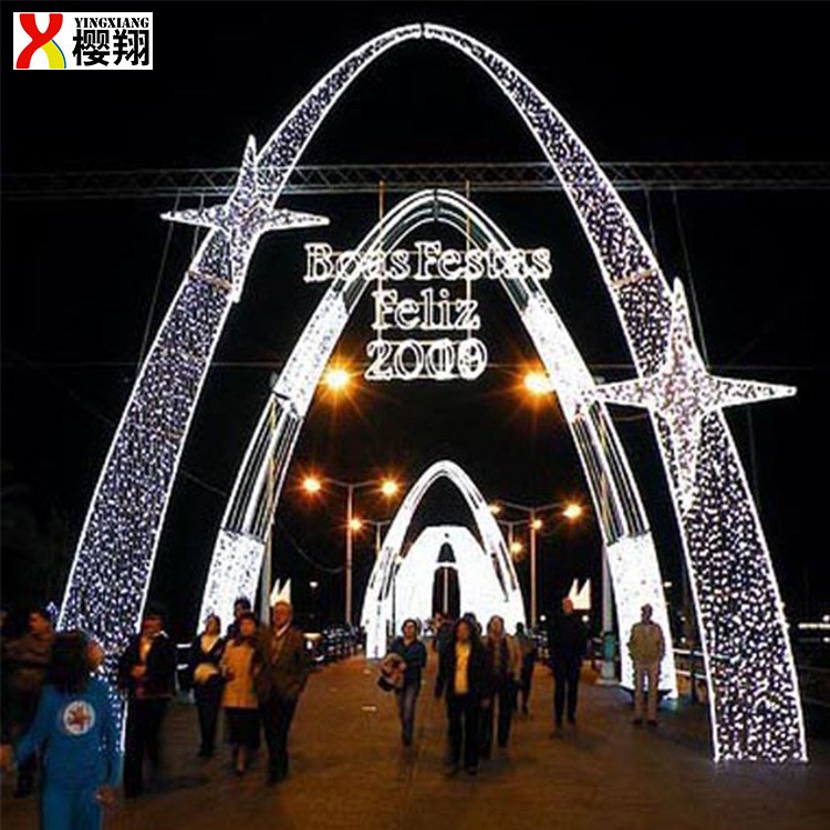 戶外燈光拱門造型亮化發光菱形新年燈光發光字LED燈串白色扎帶