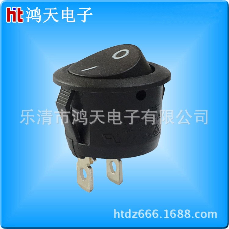 供應(yīng)kcd1-105圓形船型開關(guān) 6A/250V 兩腳兩檔 CQC 2腳圓形開關(guān)