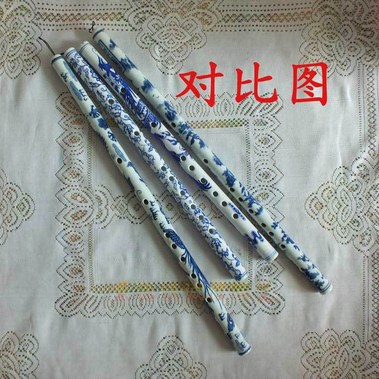 景德鎮(zhèn)陶瓷花鳥工藝品 吹奏樂器 笛子 蕭 青花瓷器藝術(shù)