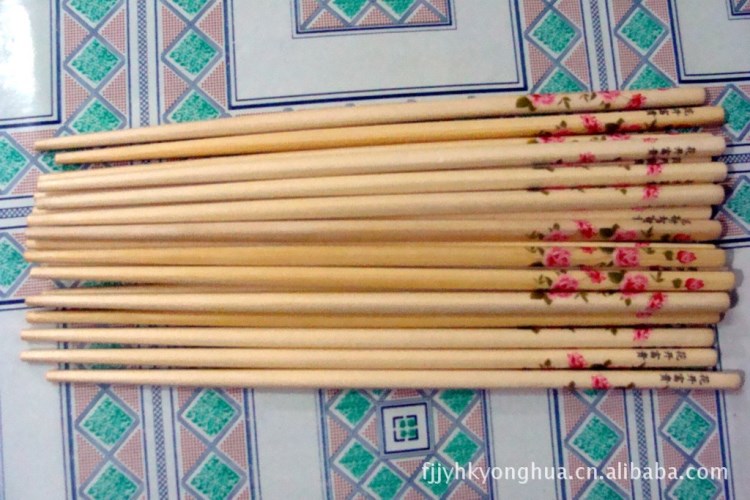 工廠直銷批發環保工藝印花竹筷子(花開富貴玫瑰花）