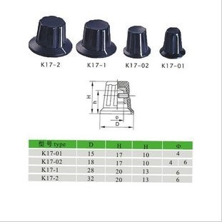 電位器塑料旋鈕 膠木旋鈕K17-1，K17-2，K17-01，K17-02