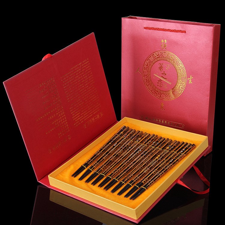 實木筷天然環(huán)保創(chuàng)意禮品園頭黑色木筷子中式貝殼筷