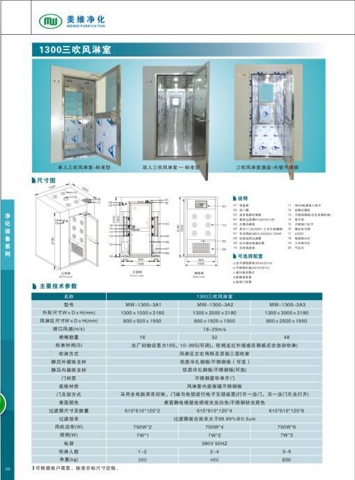 美維凈化供應(yīng)各種規(guī)格型號不銹鋼雙人三吹風(fēng)淋室品種價格優(yōu)惠