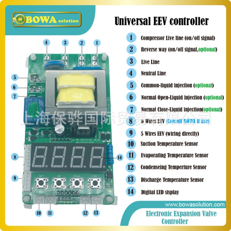 通用型电子膨胀阀独立控制器兼容鹭宮，不二工机，艾默生和丹佛斯
