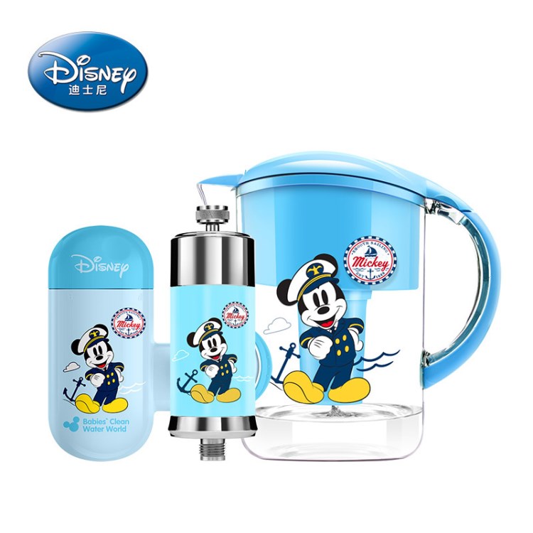 美国迪士尼Disney礼盒装净水器水壶+沐浴净化器+龙头净水器三件套