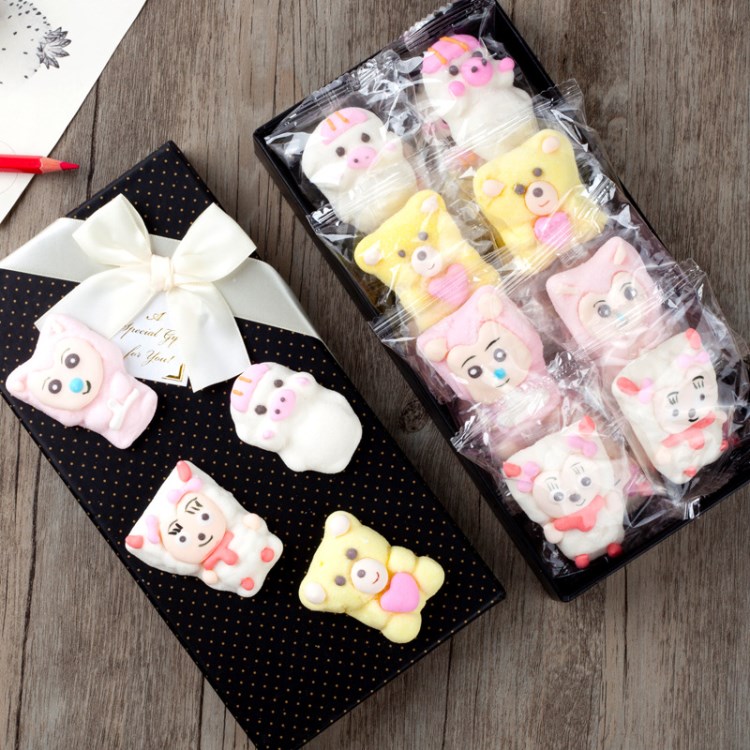 长方形礼盒装棉花糖卡通创意造型水果软糖12个10g糖果婚庆喜糖