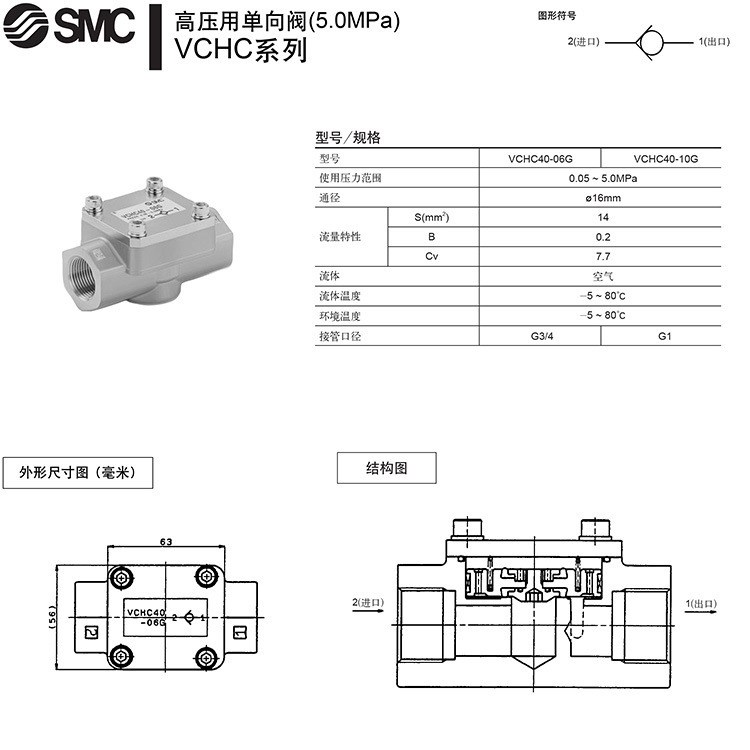 VCHC系列高壓用單向閥smc 日本SMC深圳代理商批發(fā)氣動元件