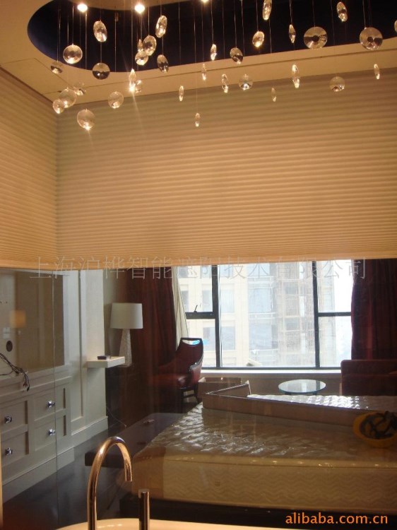 供应直角电动风琴帘直角电动升降帘无纺布遮光酒店窗帘厂家直销