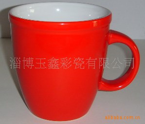 【廠家直供】   低溫大紅釉陶瓷杯，馬克杯，咖啡杯，影像杯