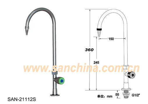 上海台雄不锈钢单口鹅颈水龙头型号：SAN-21402s