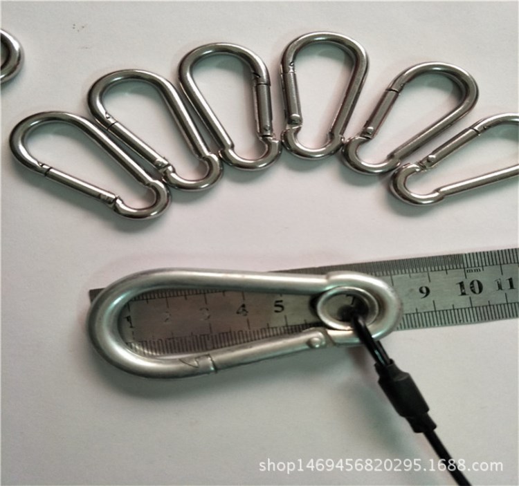 生產304不銹鋼帶圈彈簧鉤 登山扣葫蘆繩鉤鋼絲繩保險扣M8