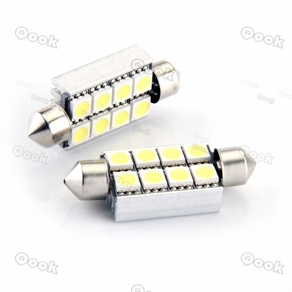 双尖灯 43mm 8LED 5050SMD  白光 带解码 带散热 (JHRU10)