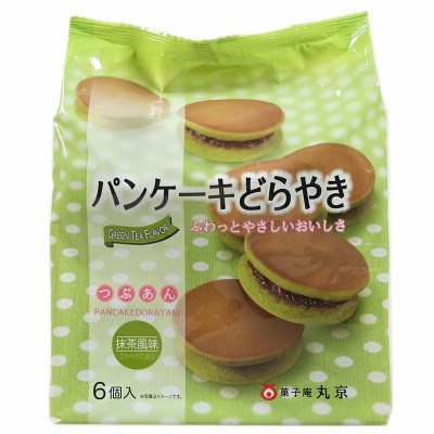 日本糕点 菓子庵丸京6个装抹茶红豆铜锣烧324g多啦A梦/豆沙包