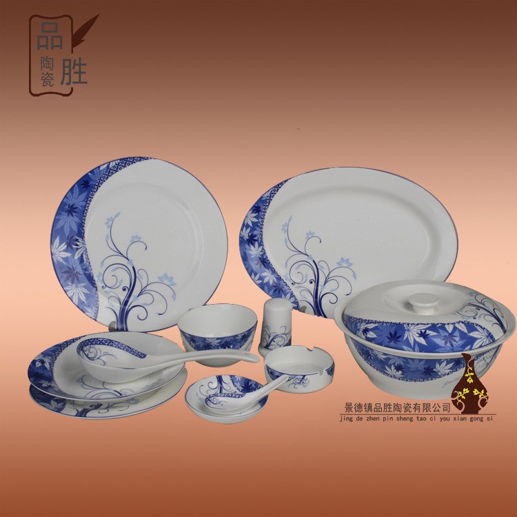 景德鎮(zhèn)陶瓷餐具批發(fā) 青花 （釉中）骨瓷餐具 56件 套  廠價(jià)直銷