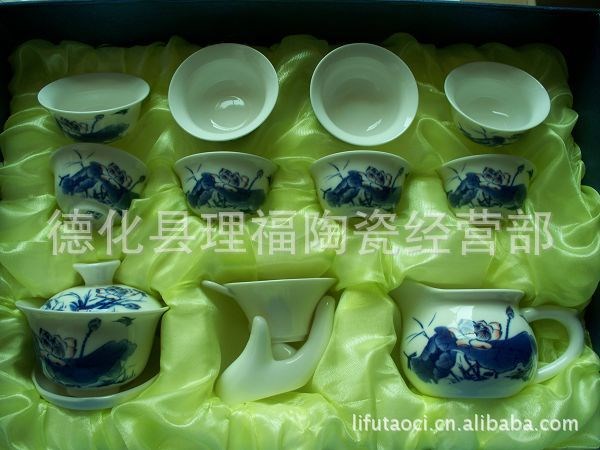 批發(fā)定做青花茶具 景德鎮(zhèn)青花瓷進(jìn)貨廠家 LOGO加工定彩寫字