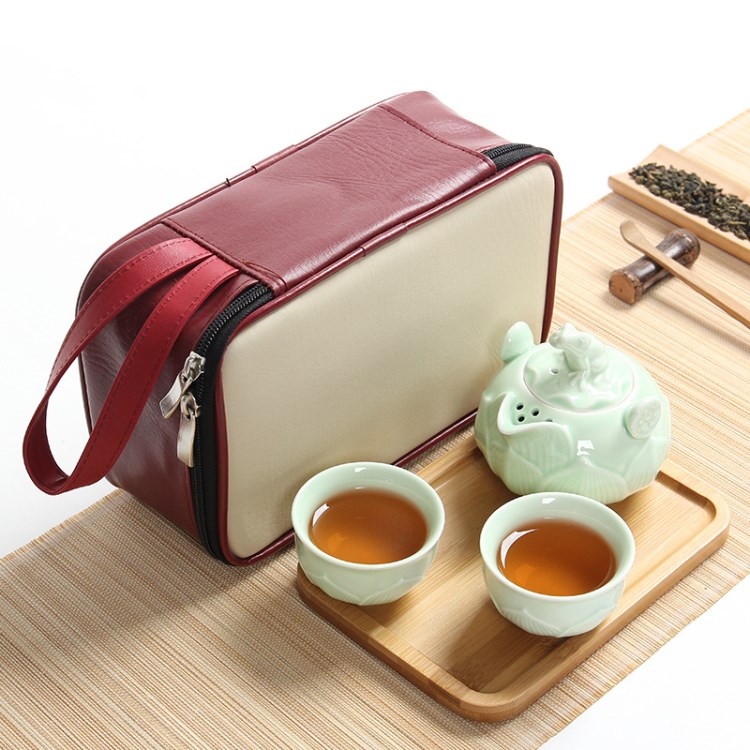 景德鎮陶瓷茶具套裝 帶茶盤 旅行便攜式功夫茶具 不燙手 廠家