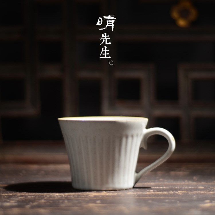 晴天景德鎮(zhèn)白陶瓷簡約咖啡杯卡布杯拿鐵杯拉花杯加厚復(fù)古馬克杯