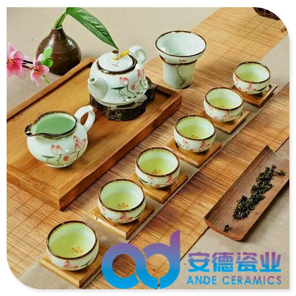 景德镇手绘茶具 陶瓷功夫茶具 青花粉彩陶瓷茶具 陶瓷茶具厂家