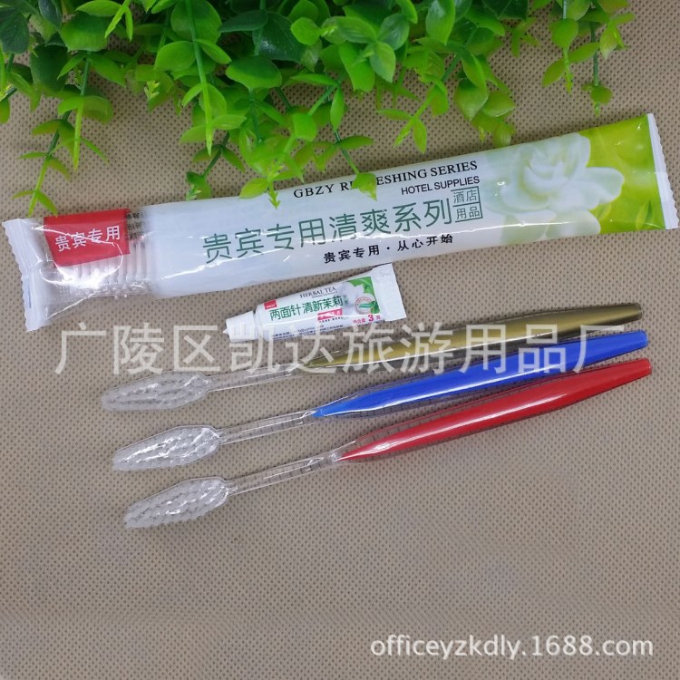 酒店一次性牙具宾馆一次性双色磨尖毛牙刷宾馆客房用品