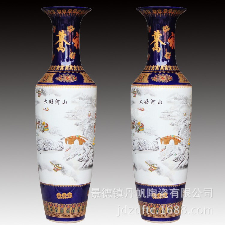 新疆西藏景德鎮陶瓷花瓶批發定制1.6米粉彩大花瓶批發西藏陶瓷廠
