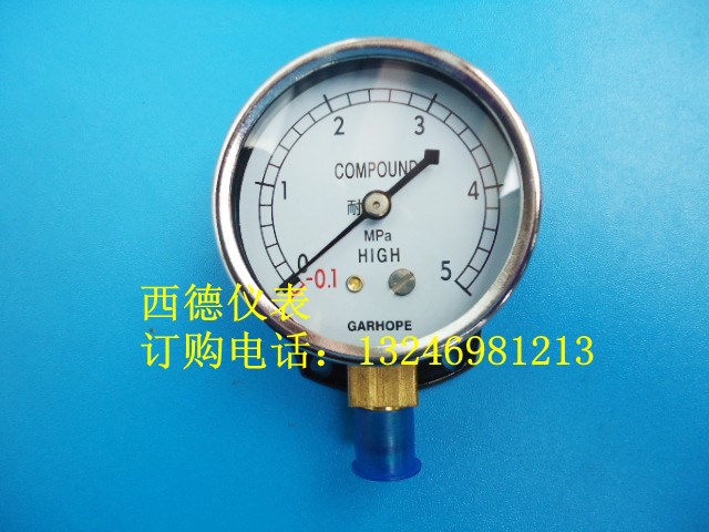 60MM徑向帶后邊－0.1MPA~5MPA空調(diào)壓力表，空調(diào)制冷壓力表