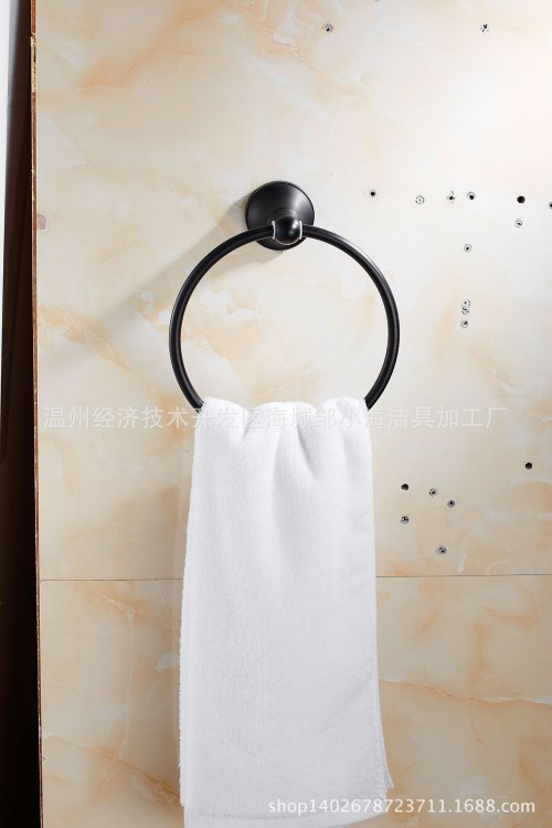 新品特惠 全銅 黑色仿古浴室掛件 毛巾環(huán)毛巾架衛(wèi)浴五金掛件浴室