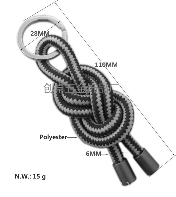 八字型钥匙扣，手工编织钥匙链，品牌礼品钥匙绳，钥匙扣