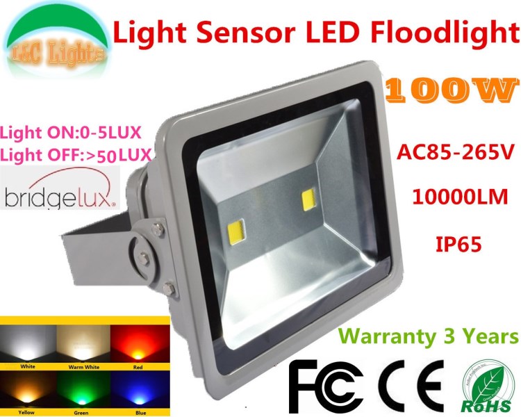 光控LED泛光燈 雙COB 100W 投光燈，停車場、廣場、招牌、酒店