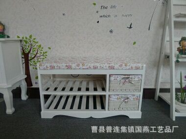 廠家推薦 田園風實木換鞋凳 門廳家具 臥室用品 木制雙層鞋架