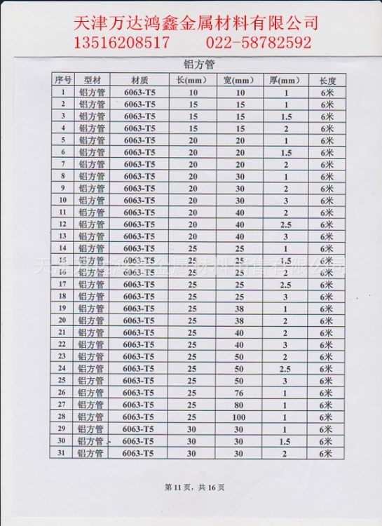 大連6082鋁合金方管沈陽合金方管型材熱擠壓方形鋁管型材