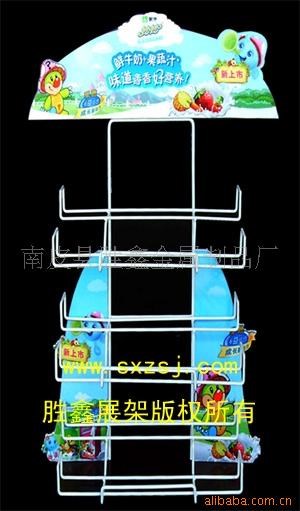 供應勝鑫【實心鐵絲雪浮板寫真白烤漆】飲料展示架