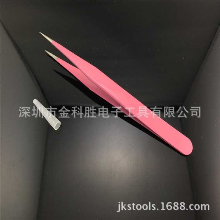 優(yōu)級(jí)品 粉色不銹鋼尖頭鑷子 彩色鑷子 美容美睫工具 超高精細(xì)做工