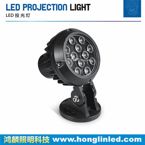 9W12W大功率LED投光燈新款圓形黑色磨砂烤漆外殼