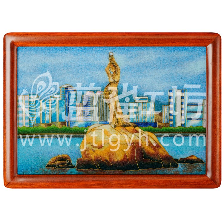 珠海漁女 個(gè)性定制  景泰藍(lán)工藝畫(huà) 金絲彩砂畫(huà) 琺瑯畫(huà)