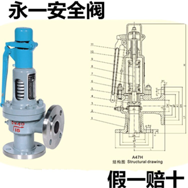 永一阀  A47H-25C弹簧微启示阀 铸钢法兰阀