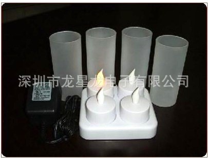 圣誕節派對有杯充電蠟燭套裝 4充充電蠟燭 電蠟燭 塑料電子蠟燭燈